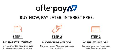 Buy now pay later with Afterpay.